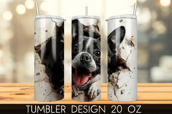 3D Boston Terrier Hole in a Wall Tumbler