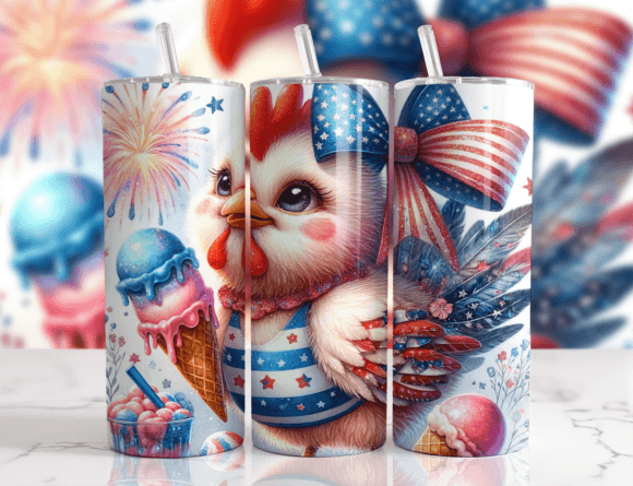 3D Chicken 20oz Tumbler Wrap PNG