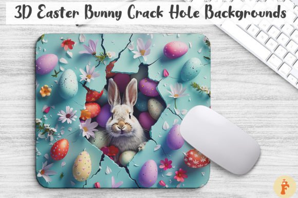 3D Easter Bunny Crack Hole Background: Elevating Digital and Print Designs