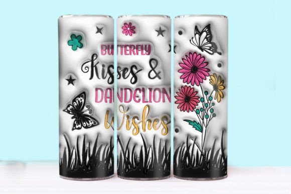 3D Inflated Butterfly Kisses Tumbler Design