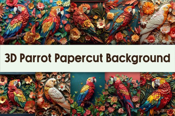 3D Parrot Papercut Background for Creative Projects