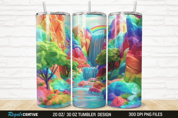 3D Seamless Rainbow Oasis 20 30oz Skinny