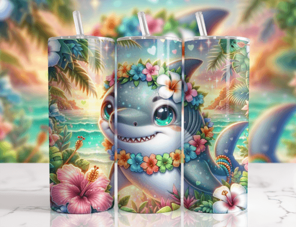3D Shark Animal 20oz Tumbler Wrap