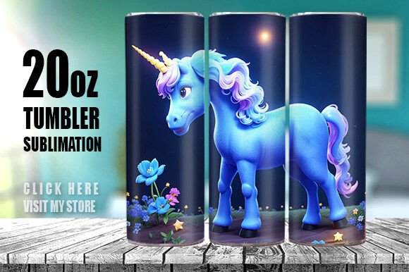 3D Unicorn Tumbler Wrap PNG Sublimation Guide
