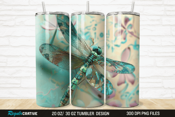 Elevate Your Craft with the 3D Dragonfly 20 30oz Skinny Tumbler Wrap