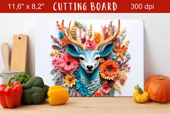 Elevating Kitchen Decor with 3D Deer Sublimation Cutting Board PNG Designs