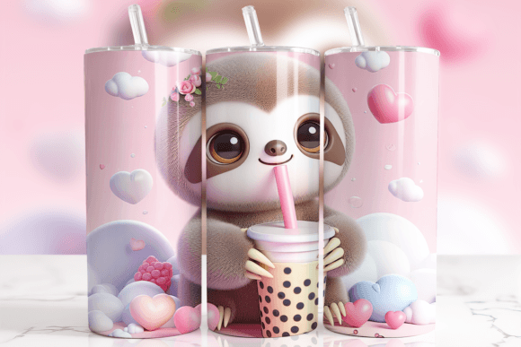 Elevating Sublimation Design: The Strategic Appeal of the 3D Baby Girl Sloth and Boba Tumbler Wrap