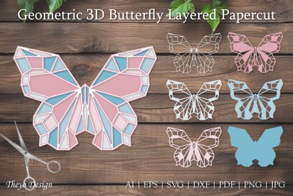 Geometric Butterfly 3D Papercut Files