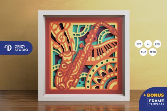Saxophone Mandala 3D Shadow Box: A Layered Paper Art Experience