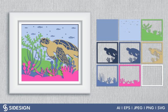 Sea Turtle 3D Shadow Box SVG Guide
