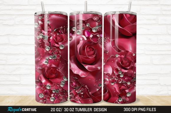 Unlocking the Potential of 3D Seamless Rhinestone Roses Tumbler PNG for Custom Creations