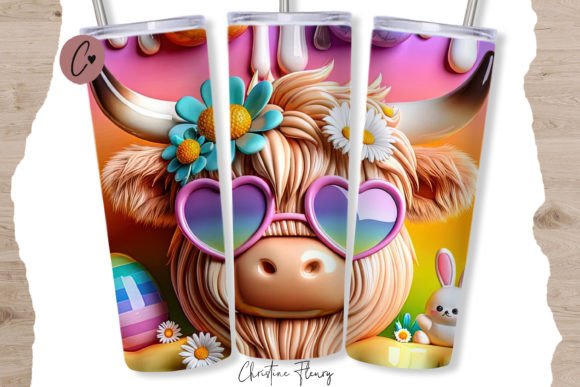 Unwrapping Creativity: The 3D Cute Easter Highland Cow Tumbler Wrap