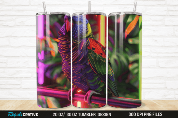 Vibrant 3D Lorikeet Parrot Tumbler Design